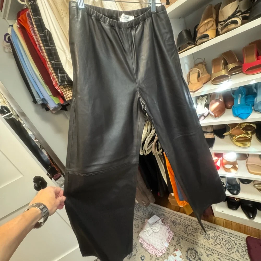 NWT La Ligne Black leather Colby pants - Picture 5 of 6